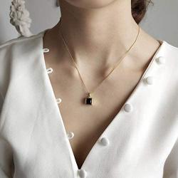 18K Gold Plated 925 Sterling Silver Womens Necklace. Blue Square.