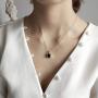 18K Gold Plated 925 Sterling Silver Womens Necklace. Blue Square.