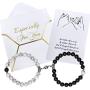 Vanjewnol 1 Pair Magnetic Couples Bracelets for Women/Men, Connecting Bracelets for Couples, Black and White Beads Matching Couple Bracelets for Him and Her, Friendship Bracelets BR02B