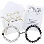 Vanjewnol 1 Pair Magnetic Couples Bracelets for Women/Men, Connecting Bracelets for Couples, Black and White Beads Matching Couple Bracelets for Him and Her, Friendship Bracelets BR02B