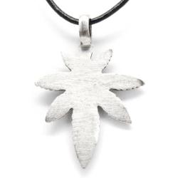 Trilogy Jewelry Pewter Medical Marijuana Pot Leaf Pendant on Leather Necklace