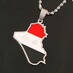 Stainless Steel Republic of Iraq Map Pendant Necklace Gold Color Allah Name Pendant Allah Heart Jewelry