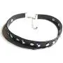 Skye Jewelry Black Leather Gothic Moon & Flat Stud Choker Necklace w/Adjustable Toggle Clasp Fits 13''-16''