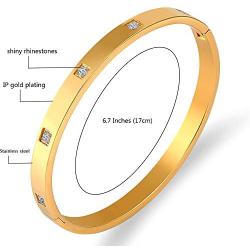 LINFENG Womens Love Bangle Bracelet Gold Plated Stainless Steel Hinged Bracelets,Jewelry Friendship Gift