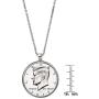 JFK Half Dollar Coin Silvertone Pendant Necklace