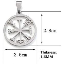 jewelry world Stainless Steel Viking Icelandic Vegvisir Helmet Horror in Runic Circle Pendant Necklace Magical Staves Compass Rune Amulet Necklace