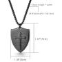Cupimatch Men Shield Armor of God Ephesians 6:16-17 Faith Cross Necklace, Stainless Steel Pendant Necklace,Black