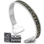 GUNGNEER Viking Mens Rune Cuff Bracelet Stainless Steel, Vikings Torc Bangle for Men, Adjustable, Bonus 2X Rune Bead & Gift Box