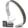 GUNGNEER Viking Mens Rune Cuff Bracelet Stainless Steel, Vikings Torc Bangle for Men, Adjustable, Bonus 2X Rune Bead & Gift Box