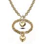 Heart Pendant Necklace and Bracelet Chain Set Gold Silver Stainless Steel Love Heart Pendant Choker Necklace with Toggle Clasp for Women Girls Gifts