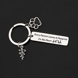 UJIMS Veterinarian Keychain Paw Print Gift Every Patient Leaves A Pawprint On My Heart Veterinary Medicine Jewelry Vet Tech Appreciation Gift