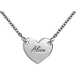 MyNameNecklace Personalized Engraved Heart Necklace for Woman - Precious Metals Custom Name Jewelry for Her