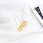 Shiny Hammering Circle Disc Small Dangle Drop Hanging Earrings Long Hoops Geometric Brushed Gold Round Filled Everyday Jewelry for Women and girl