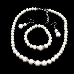 COLORFUL BLING Imitation Pearl Necklace Bracelet Earring Sets Crystal Dangle Pearl Jewelry Sets for Women
