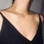 Konpicca 18K Gold Plated Chain Choker Necklace Tiny Pearl Lucky Heart Circle Link Necklace Sets Minimalist Layering Stacking Jewelry for Women