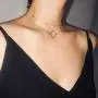 Konpicca 18K Gold Plated Chain Choker Necklace Tiny Pearl Lucky Heart Circle Link Necklace Sets Minimalist Layering Stacking Jewelry for Women