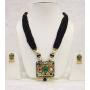Babosa Sakhi Navratan Black Pendant Set Indian Traditional Multicolor Meenakari Jaipuri Jewelry Set SRN20