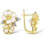 Santuzza Orchid Dangle Earrings 925 Sterling Silver Elegant White Flower Glamorous Enamel Earring For Women