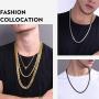 Richsteel Hip Hop Rope Chain Necklace for Men Women 3mm/6mm Wide Stainless Steel/18K Gold/Black Plated Link Chain Rock Hippie Jewelry(with Gift Box)