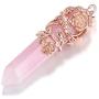 Top Plaza Flower Wrapped Necklace Natural Healing Crystal Stone Point Pendant Necklaces