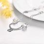 AOBOCO Sterling Silver Aurora Crystal Bracelet with Love Heart Charms, Aurore Boreale Crystals from Austria, Double Layer Chain Bracelet, Anniversary Birthday Gifts Aurora Jewelry for Women