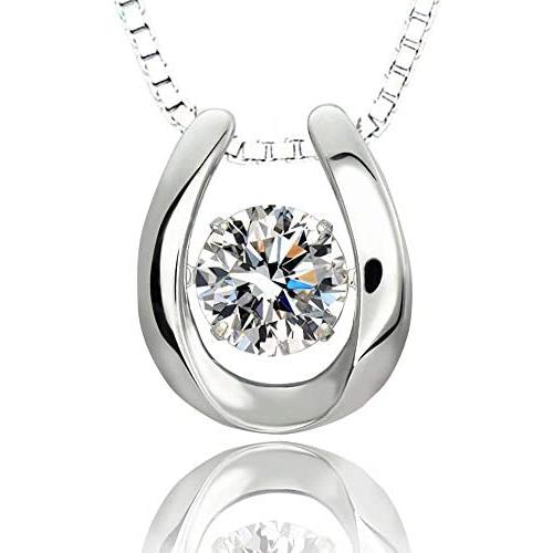 ARINZA Sterling Silver Necklaces for Women Dancing Diamond & Swarovski Cubic Zirconia Pendant Necklace Silver Chain 18, Jewelry for Women Girl