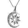 AeraVida Celtic Crescent Moon and Sun Eclipse .925 Sterling Silver Pendant Necklace