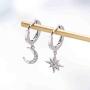 Kyerlyn Moon Star Earrings for Women 18k Gold/Silver Plated Crystal Moon Star Huggie Hoop Earrings with Charms CZ Diamond Drop Cartilage Earrings Simple Jewelry Gift for Birthday Christmas Day Valentines Day and Mothers Day