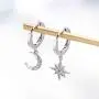 Kyerlyn Moon Star Earrings for Women 18k Gold/Silver Plated Crystal Moon Star Huggie Hoop Earrings with Charms CZ Diamond Drop Cartilage Earrings Simple Jewelry Gift for Birthday Christmas Day Valentines Day and Mothers Day