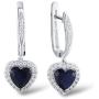 Santuzza Silver Halo Heart Shape 2 Ct Size Simulated Sapphire Color Earrings Crystal White CZ