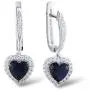 Santuzza Silver Halo Heart Shape 2 Ct Size Simulated Sapphire Color Earrings Crystal White CZ Santuzza Silver Halo Heart Shape 2 Ct Size Simulated Sapphire Color Earrings Crystal White CZ