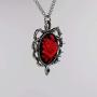 Gothic Red Rose Cameo In Thorns Pendant Necklace