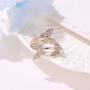 Cubic Zirconia Butterfly Ring for Women Adjustable Sparkling Butterfly Ring Bow-Knot Knuckle Ring Wedding Jewelry for Girls