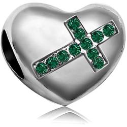 JMQJewelry Cross Religious Religion Heart Religious Birthstone Charms for Bracelets Mothers Day Women Jewelry