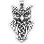 Warvik Owl Irish Celtic Knot Necklace Trinity Pendant Wiccan Moon Asatru, Stainless Steel Jewelry Mens Womens Wheat Chain 20/28inch