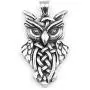 Warvik Owl Irish Celtic Knot Necklace Trinity Pendant Wiccan Moon Asatru, Stainless Steel Jewelry Mens Womens Wheat Chain 20/28inch