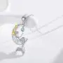 Mermaid Necklaces for Women 925 Sterling Silver Sea Mermaid Crescent Moon Star Necklace for Women ,Bule Cubic Zircon little Mermaid Jewelry for Teen Women Birthday Gift