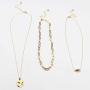CLASSYZINT Gold Layered Necklaces for Women, 3 Layer Paperclip Chain Choker Coin Pendant Necklace Gold Jewelry Necklace Sets for Women