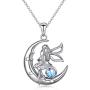 Ladytree S925 Sterling Silver Angel Baby Fairy Moon Jewelry Pendant Necklace for Women Princess Gifts,18 inches