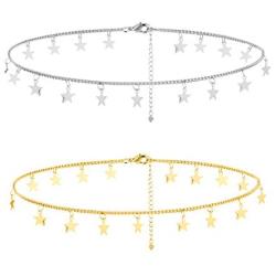 Gold Star Choker Necklace Silver Star Necklace for Women Dainty Choker Necklace Silver Gold Choker Necklaces Brandy Melville Jewelry