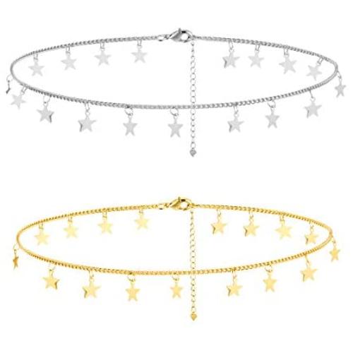 Gold Star Choker Necklace Silver Star Necklace for Women Dainty Choker Necklace Silver Gold Choker Necklaces Brandy Melville Jewelry