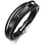 Custom Engraving Personalized Name Multi Layered Braided Wrap Leather ID Bracelet Cuff Bangle Men
