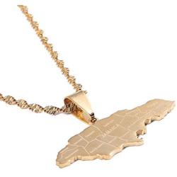 Silver Stainless Steel Jamaica Map Pendant Necklaces Jewellery Heart Jamaican Map Jewelry