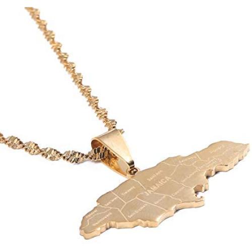 Jamaica Pendant Necklaces Jewellery Gold Color Jewelry Jamaican Flag Jewelry