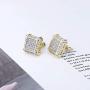 TOPGRILLZ 925 Sterling Silver Iced out Men 14k Gold Square Kite Screw Back Hypoallergenic Stud Earrings with Simulated Diamond