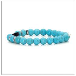 Xusamss Fashion Religious Cross Bracelet Agate Turquoise Beads Stretchable Bracelet,7 1/2 Wrist