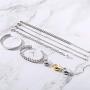 Gold Cuban Chain Bracelet Set & Open Dome Rings Set 14K Gold Plated Cuff Bangles Bracelets for Women Girls (9PCS)