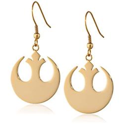 Star Wars Jewelry Rebel Alliance Gold IP Stainless Steel Dangle Hook Drop Earrings (SALES1SWMD)