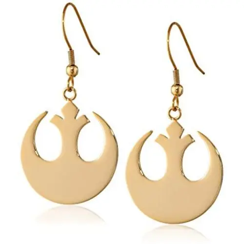 Star Wars Jewelry Rebel Alliance Gold IP Stainless Steel Dangle Hook Drop Earrings (SALES1SWMD) Star Wars Jewelry Rebel Alliance Gold IP Stainless Steel Dangle Hook Drop Earrings (SALES1SWMD)