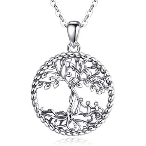 LOVEON Sterling Silver Tree of Life Necklace, Family Love Tree Pendant Necklace Tree of life Jewelry for Women, 18'' Chain